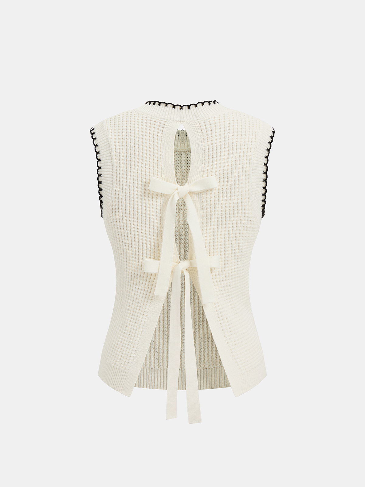 Bow Detail Waffle Knit Sleeveless Top