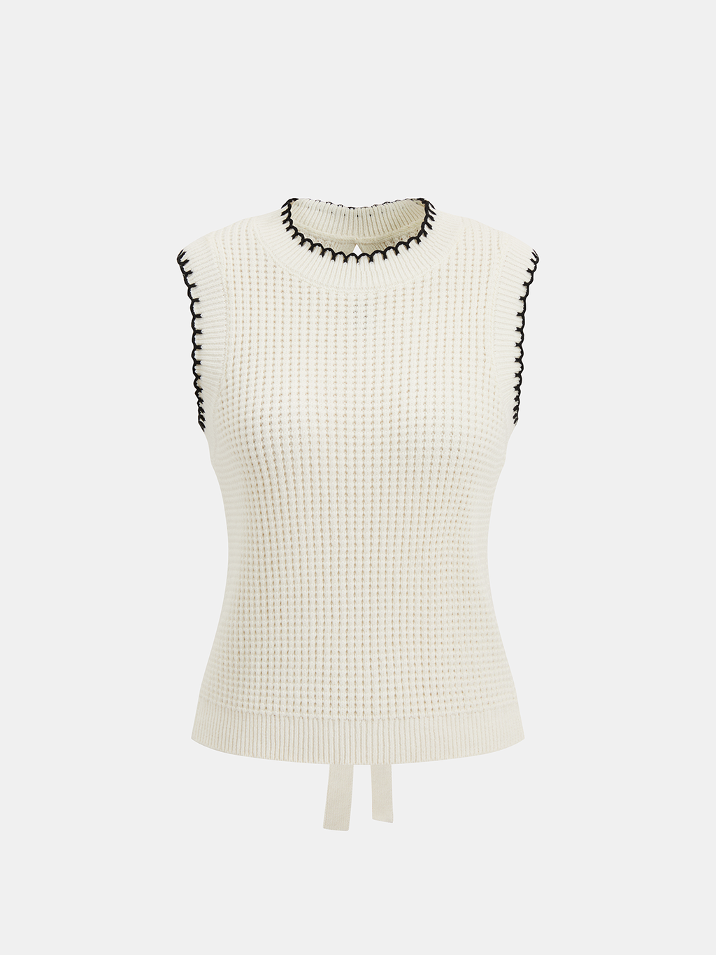 Bow Detail Waffle Knit Sleeveless Top
