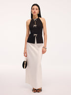 Bow Detail Backless Halter Vest