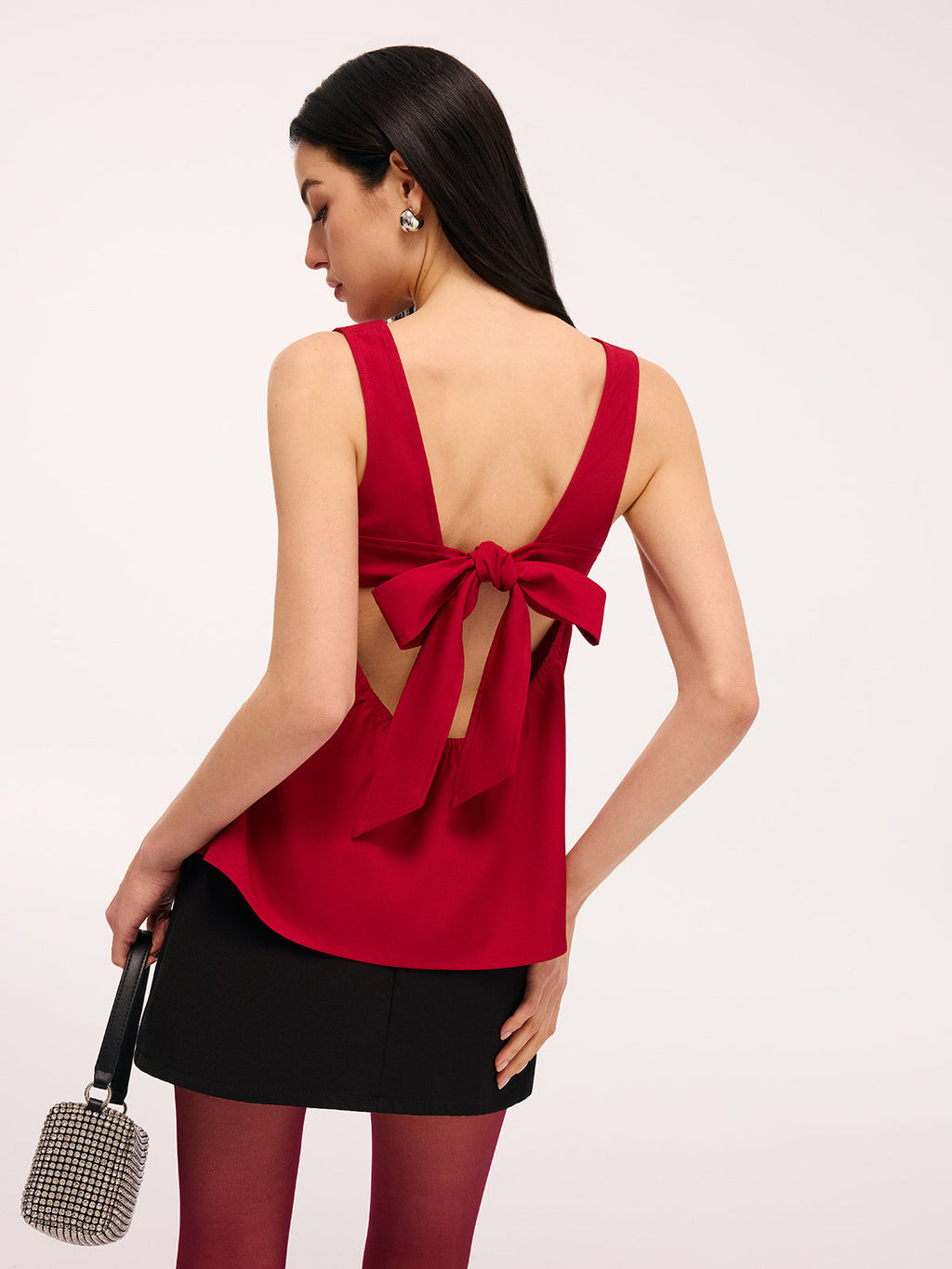 Backless Bow Detail Sleeveless Top