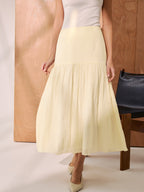 Pleated A-Line Midi Skirt