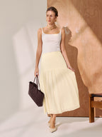 Pleated A-Line Midi Skirt