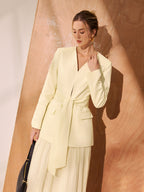 Belted V-Neck Tailored Blazer