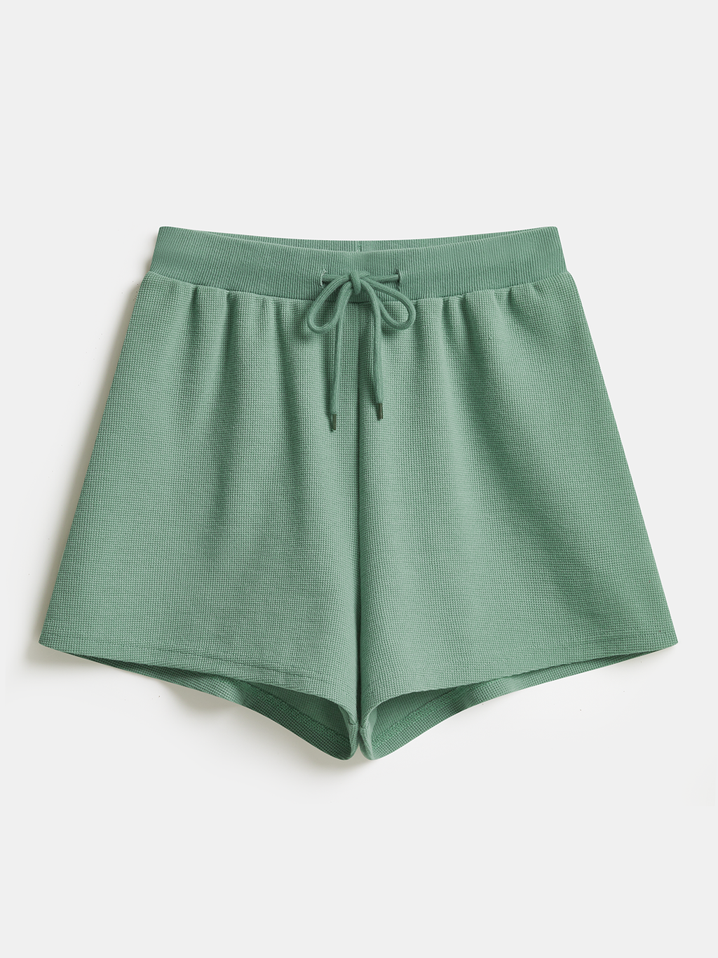 Waffle Knit Sweatshirt & Drawstring Shorts Set