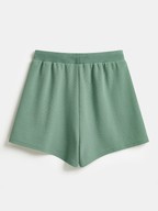 Waffle Knit Sweatshirt & Drawstring Shorts Set