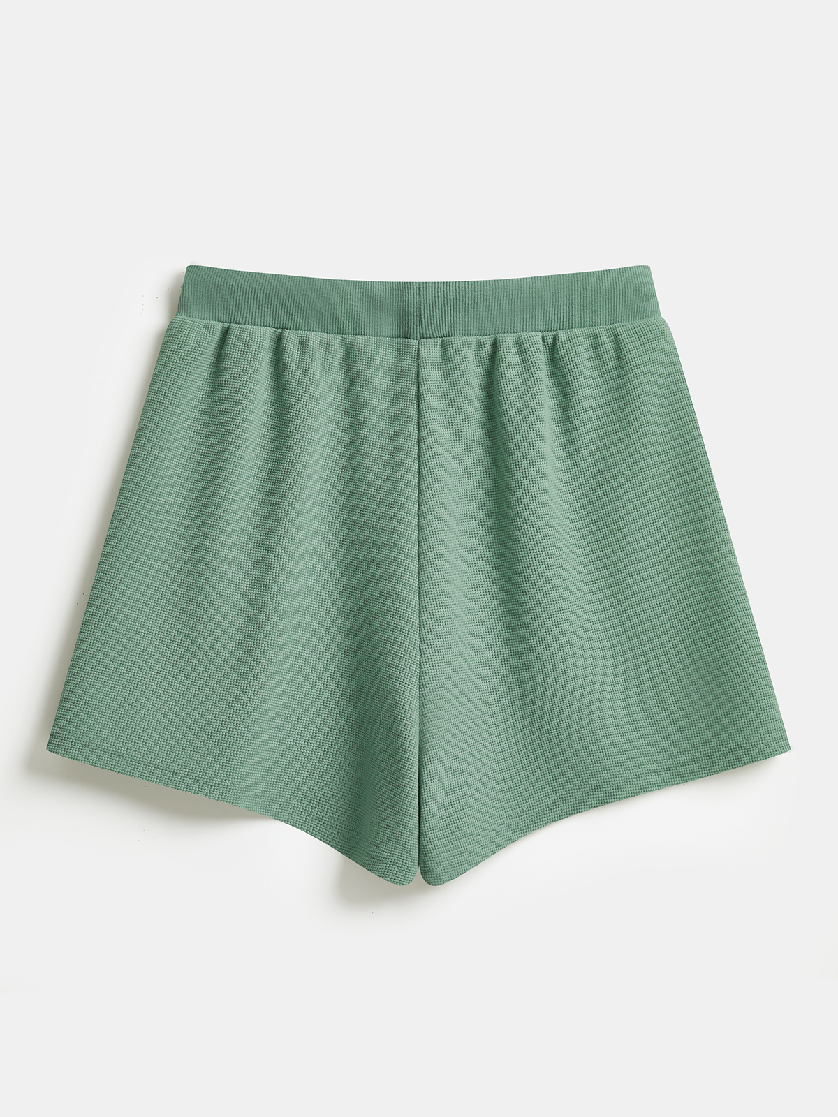 Waffle Knit Sweatshirt & Drawstring Shorts Set