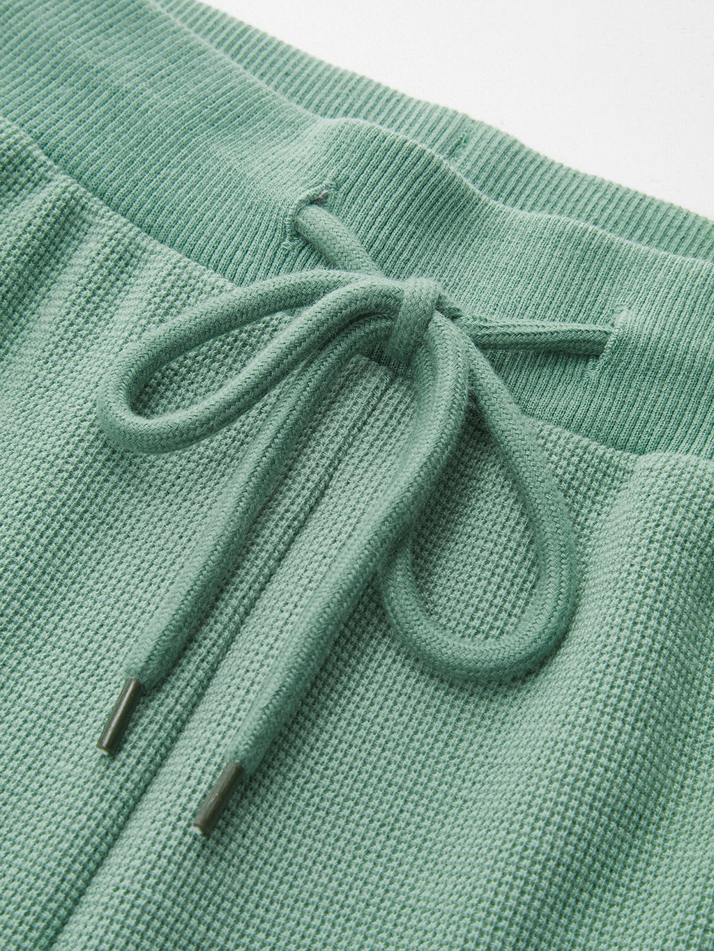 Waffle Knit Sweatshirt & Drawstring Shorts Set