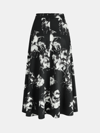 Ink Horse Print A-Line Midi Skirt