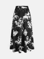 Ink Horse Print A-Line Midi Skirt