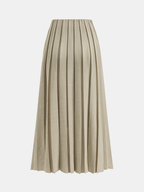 Elastic Waist Pleated Midi Skirt