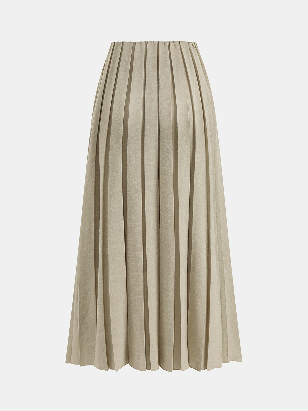 Elastic Waist Pleated Midi Skirt