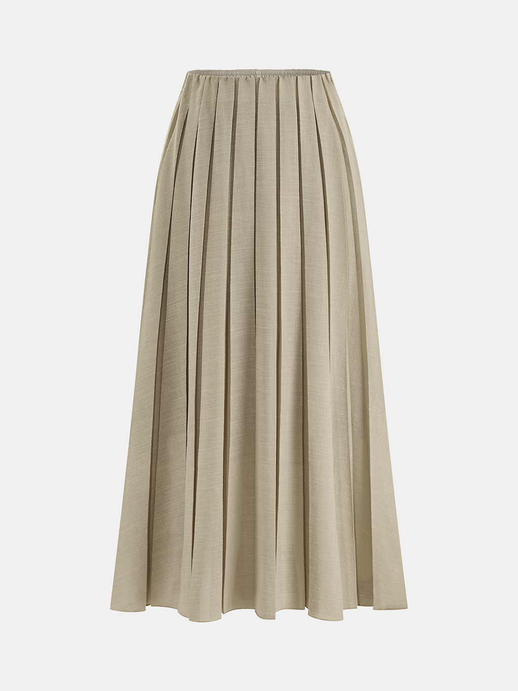 Elastic Waist Pleated Midi Skirt