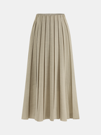 Elastic Waist Pleated Midi Skirt