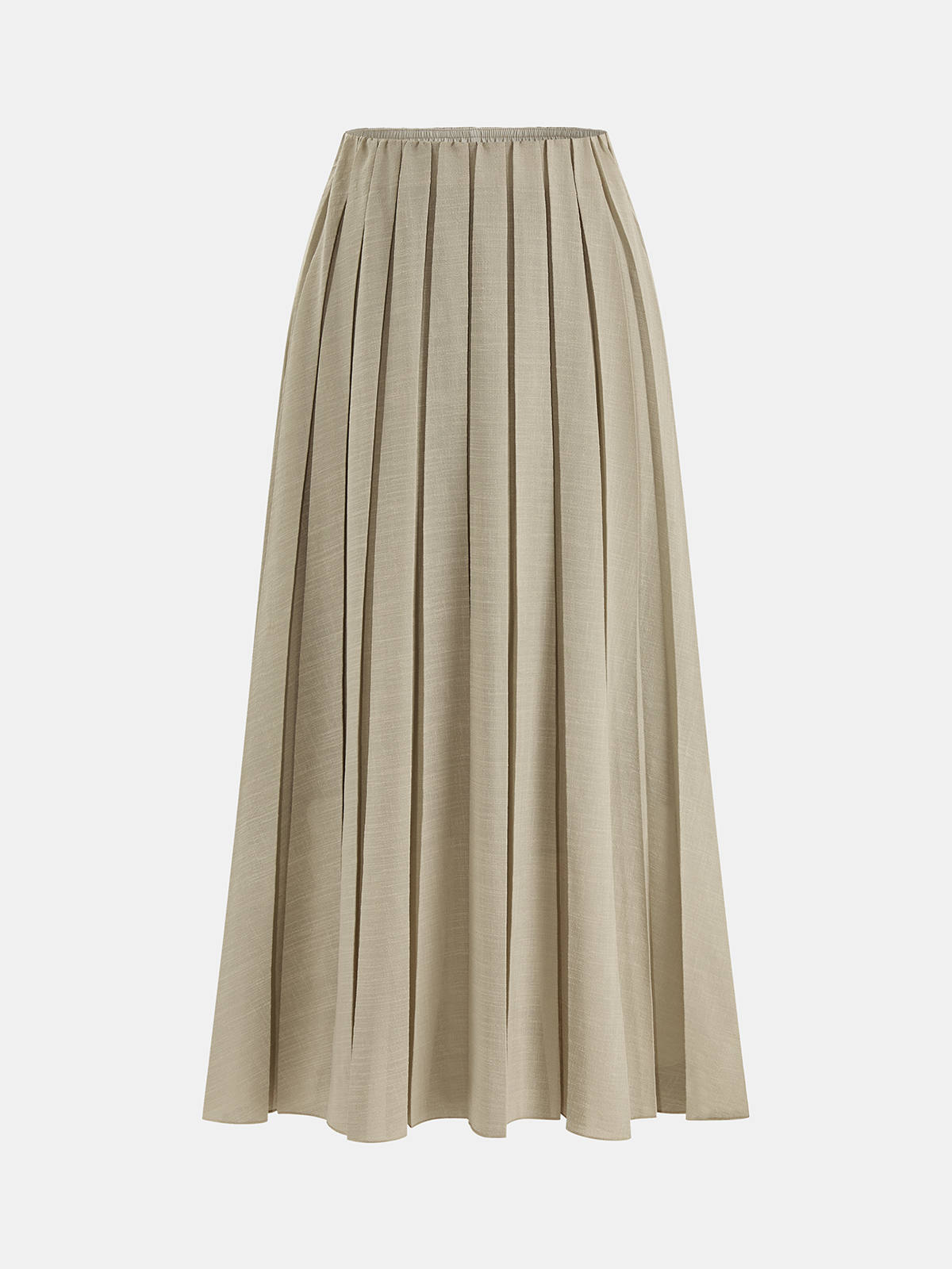 Elastic Waist Pleated Midi Skirt