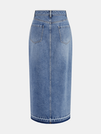 Denim Asymmetric Slit Midi Skirt