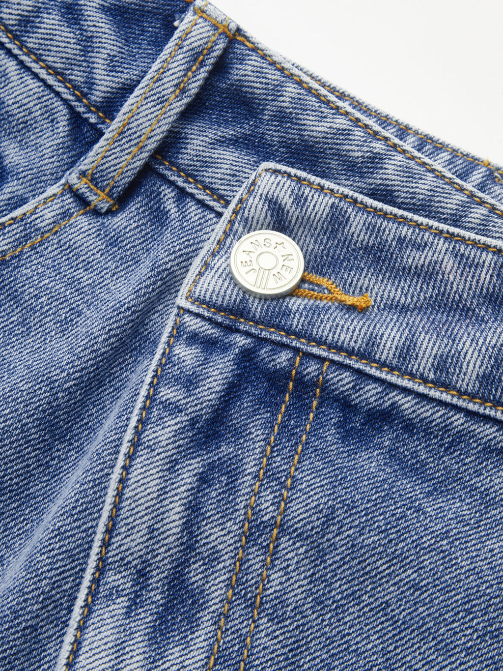 Denim Asymmetric Slit Midi Skirt