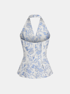 Floral Print Halter Button-Front Vest Top