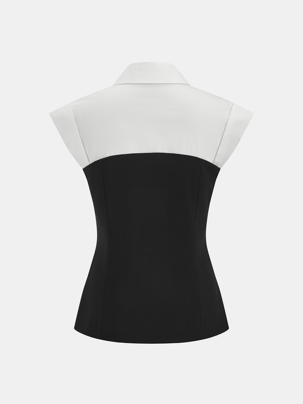 Color Block Sleeveless Collared Blouse