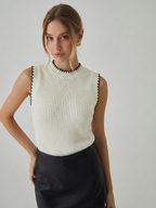 Bow Detail Waffle Knit Sleeveless Top