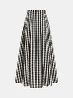 Gingham High-Waisted Pleated Midi Skirt