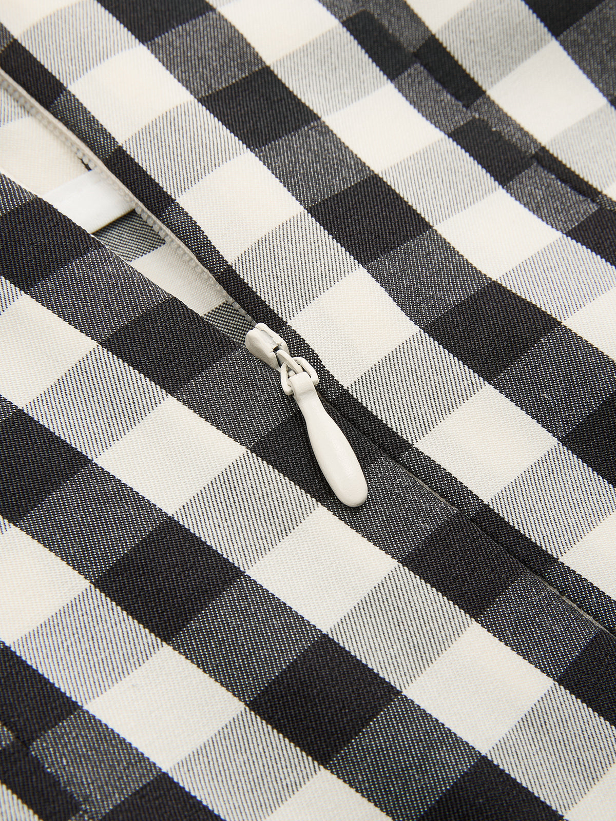 Gingham High-Waisted Pleated Midi Skirt