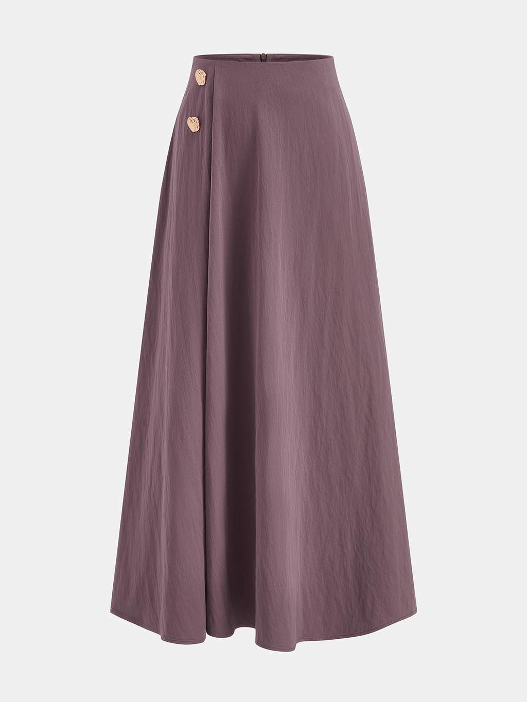 Cotton Blend Buttoned A-Line Maxi Skirt