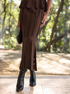 Seam-Detail Split Midi Skirt