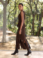 Seam-Detail Split Midi Skirt