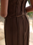 Seam-Detail Split Midi Skirt