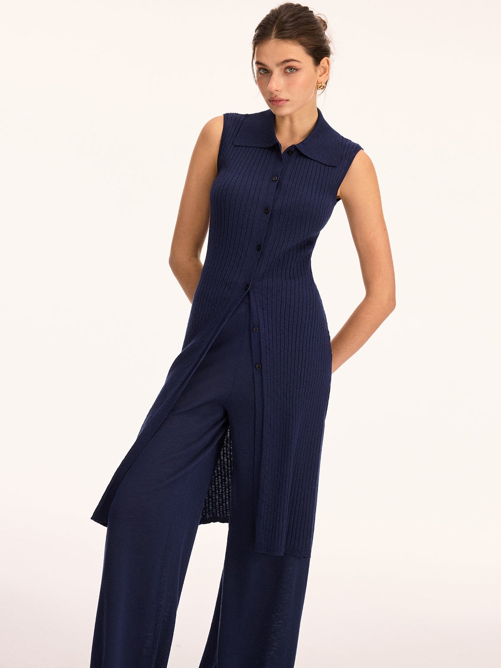 Sleeveless Knit Tunic Top & Pants Set