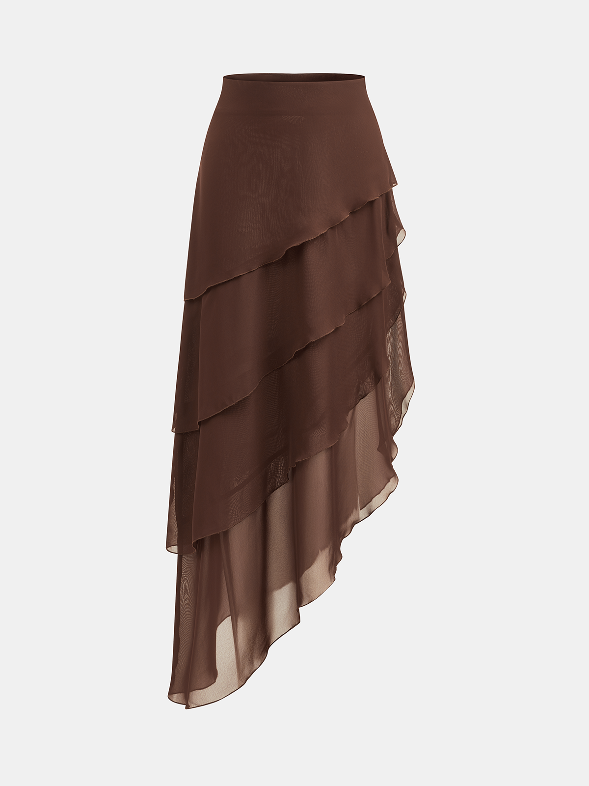Semi-Sheer Asymmetric Layered Chiffon Skirt