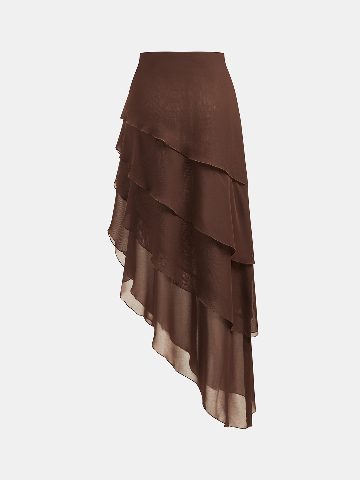 Semi-Sheer Asymmetric Layered Chiffon Skirt