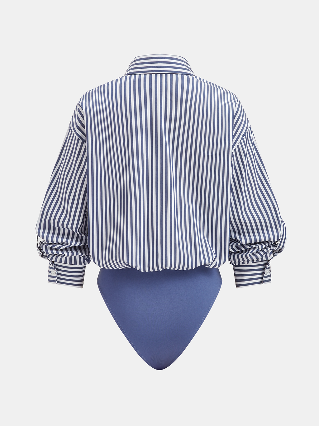 Cotton Blend Striped Tie-Neck Bodysuit
