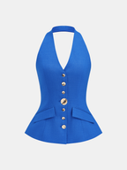 Halter Neck Buttoned Fitted Vest