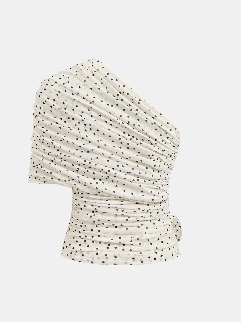 Polka Dot 3D Flower One Shoulder Top