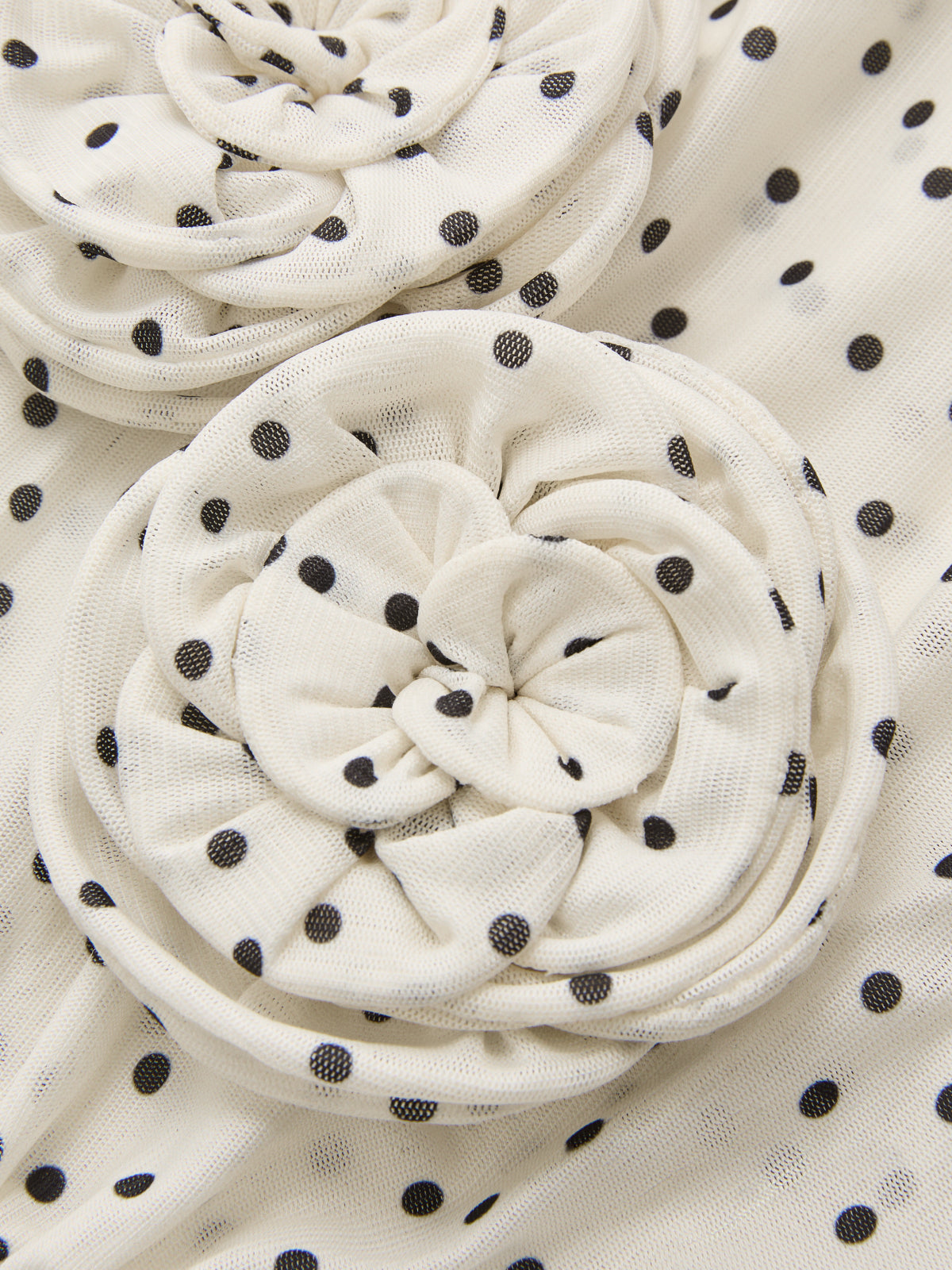 Polka Dot 3D Flower One Shoulder Top