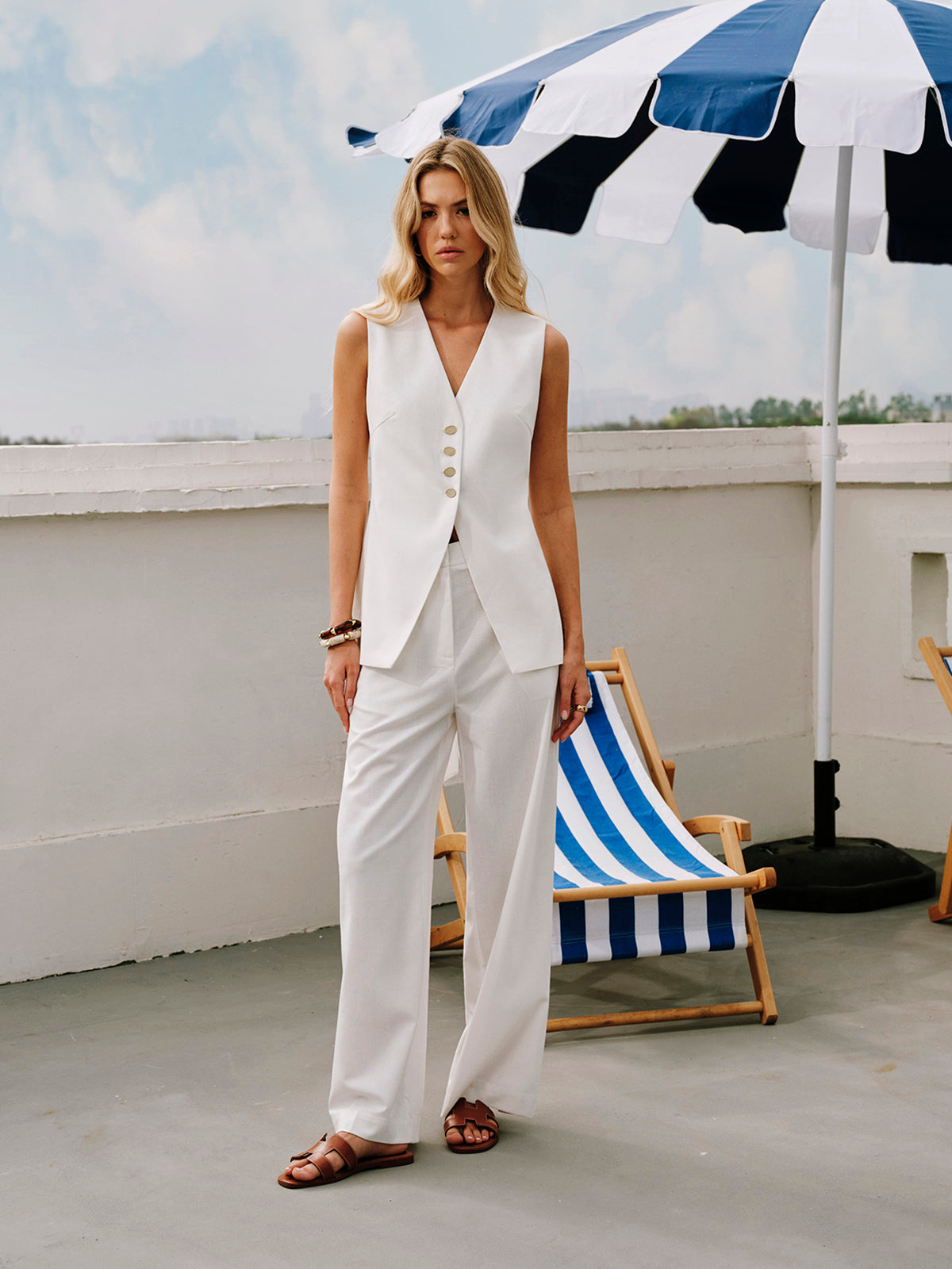 Cotton & Linen Tie-Back Vest