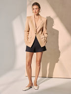 Lace Back Linen-Blend Blazer