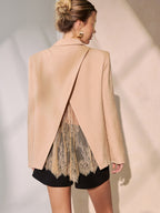 Lace Back Linen-Blend Blazer
