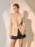Lace Back Linen-Blend Blazer