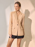 Lace Back Linen-Blend Blazer