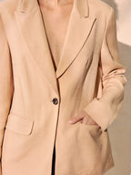 Lace Back Linen-Blend Blazer