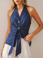 Knot-Front Halter Tank Top