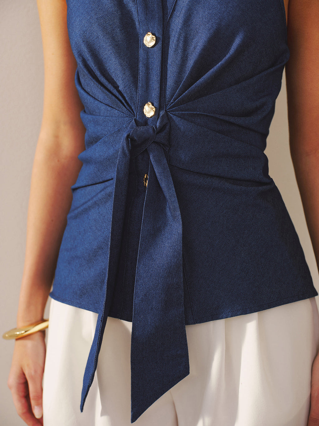 Knot-Front Halter Tank Top