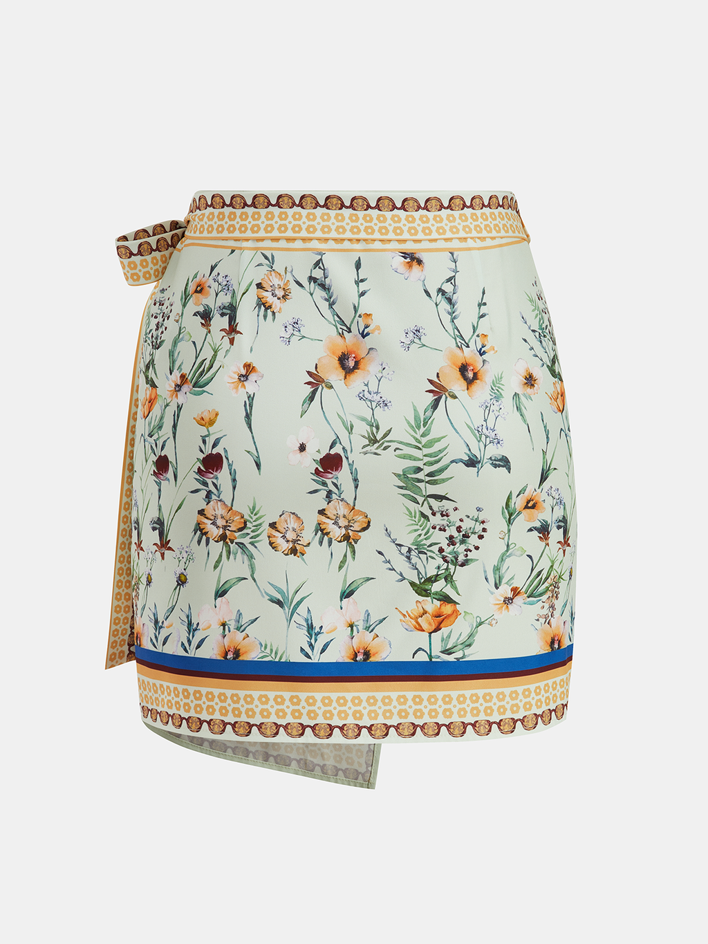 Floral Print Tie Wrap Mini Skirt