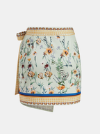 Floral Print Tie Wrap Mini Skirt