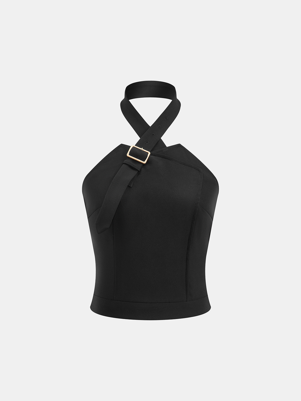 Buckle Detail Crisscross Halter Top