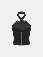 Buckle Detail Crisscross Halter Top