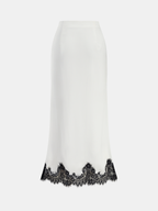 Knot Button Satin Lace Split Maxi Skirt