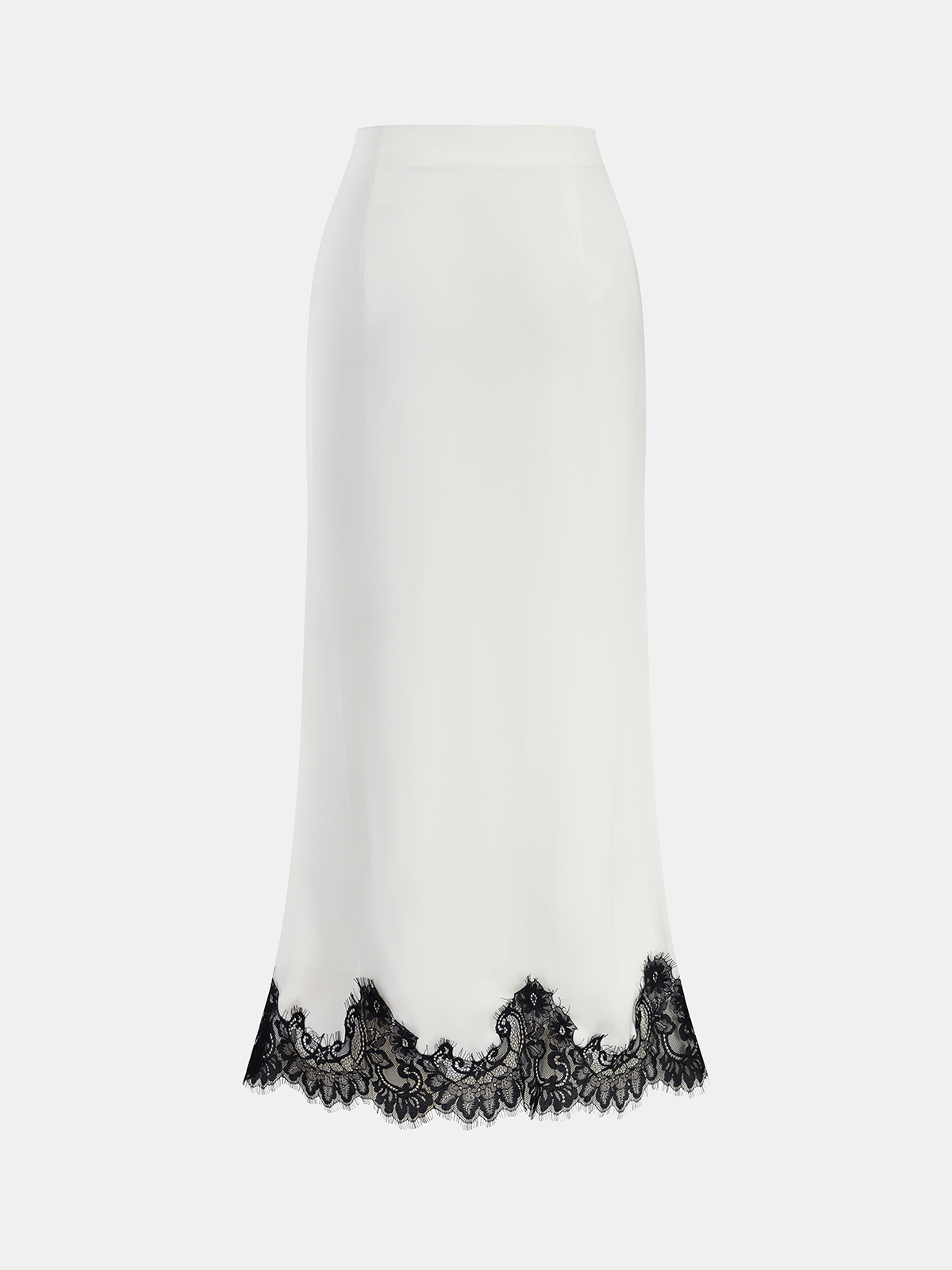 Knot Button Satin Lace Split Maxi Skirt